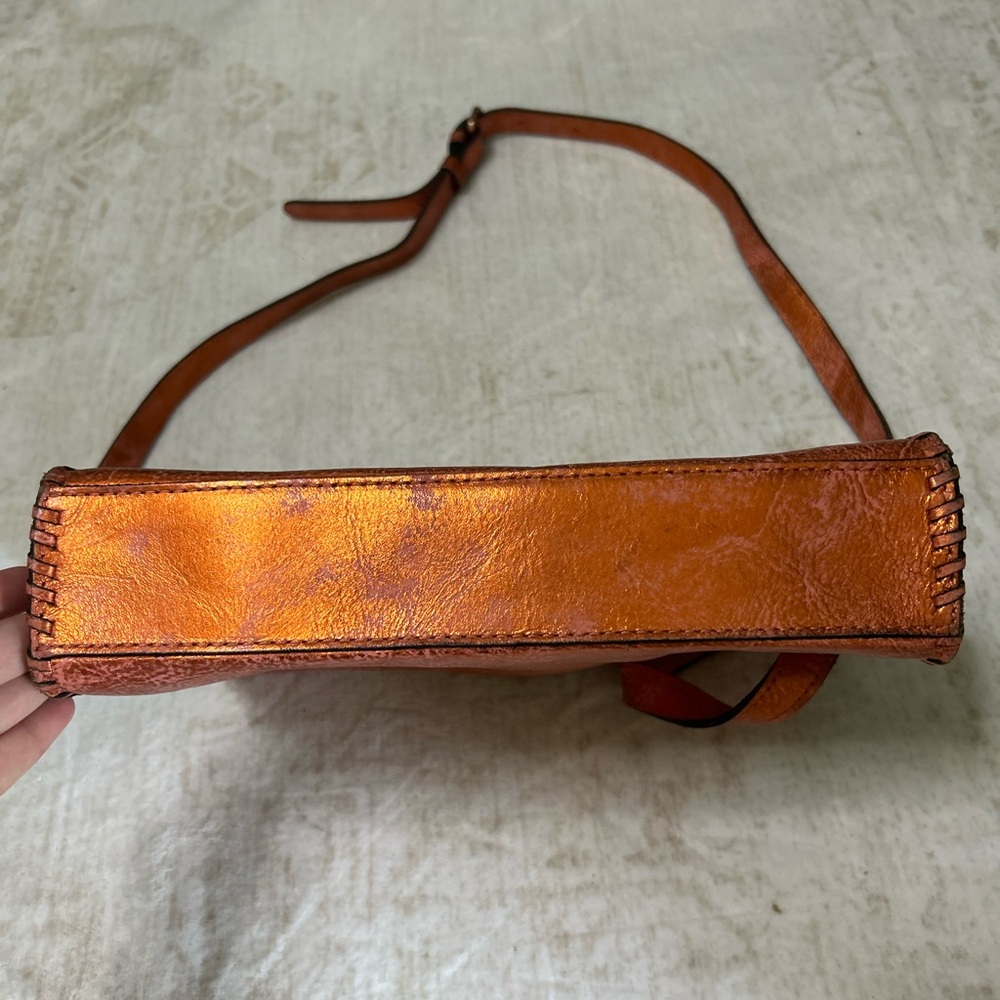 Patricia Nash Metallic Copper Crossbody with Pink Tooled Flap - Picture 2 of 5